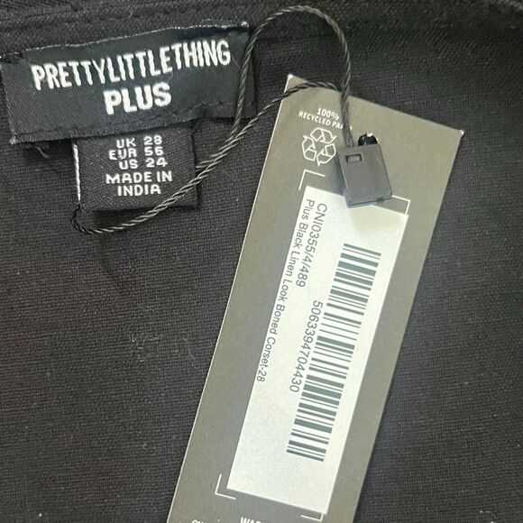 Pretty Little Thing Black Back Zip Corset Top Sz 24 W - Picture 5 of 6